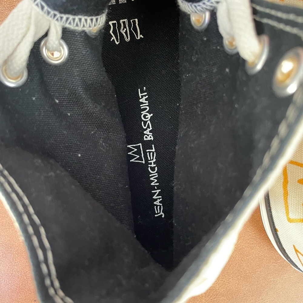 ~Converse x Jean Michel Basquiat Unisex High-Top Sneakers White & Gold. EUC - Picture 10 of 15